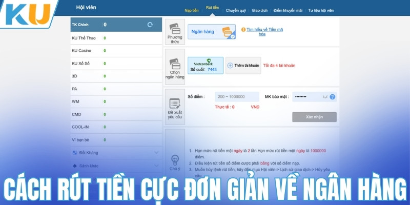 Cách rút tiền cực đơn giản về ngân hàng